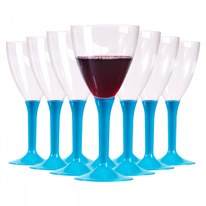 Groupe de 10 verres à vin bleu turquoises, bleu clair