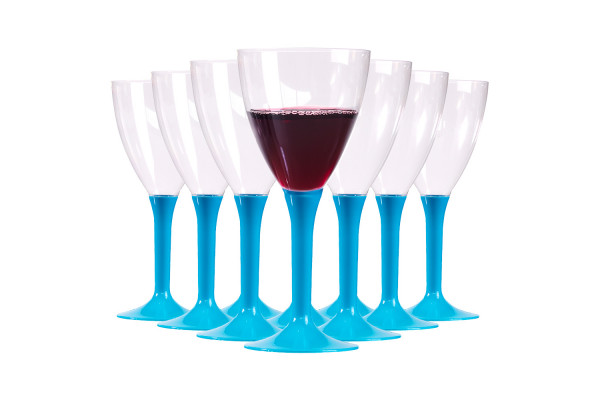 Groupe de 10 verres à vin bleu turquoises, bleu clair