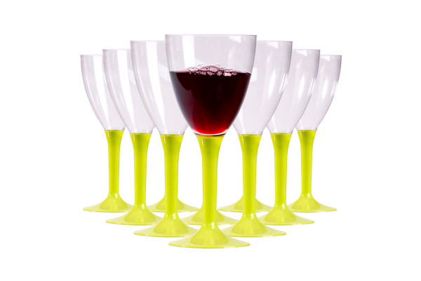 Groupe de 10 verres à vin en plastique vert anis, vert clair