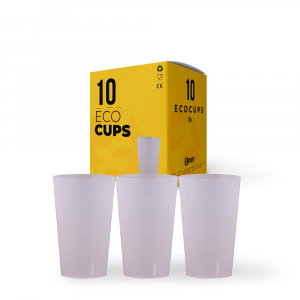 Boîte de 10 gobelets, écocups en plastique translucide de 30cl réutilisables et écologiques