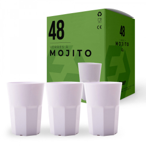 Boîte de 48 verres à cocktail mojito réutilisables blancs de 43cl