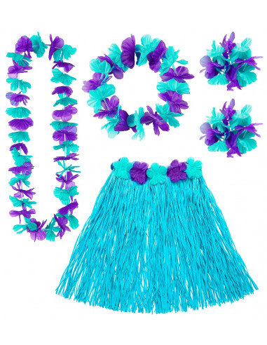 Kit déguisement hawaïenne bleu