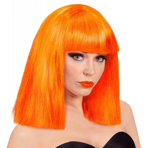 Perruque orange fluo showgirl
