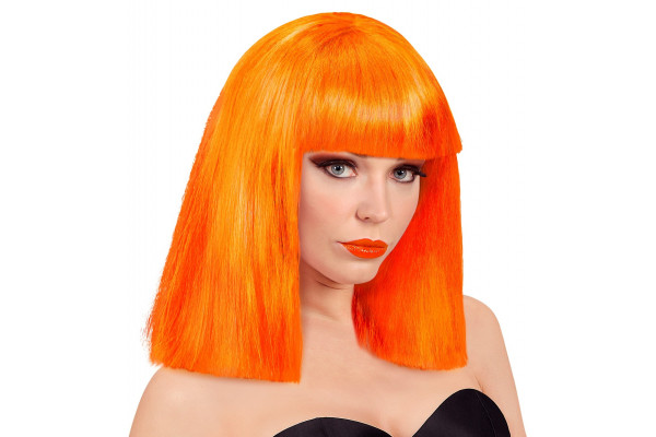 Perruque orange fluo showgirl
