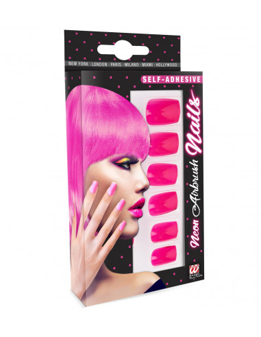 Faux ongles rose fluo