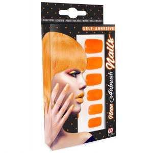 Faux ongles orange fluo