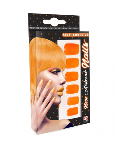 Faux ongles orange fluo
