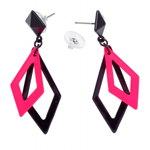 Boucles d'oreilles losange noir et rose