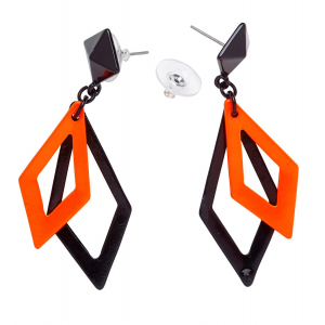 Boucles d'oreilles losange orange et noir