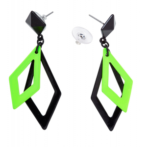 Boucles d'oreilles losange vert et noir