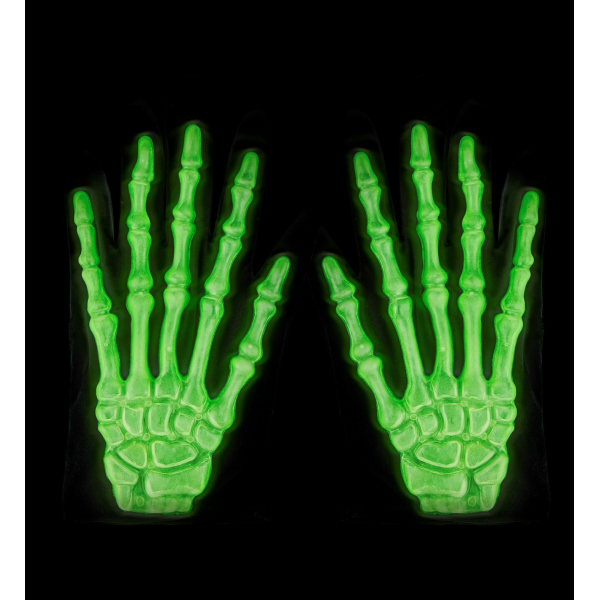 Widmann 8408 G - Gants Squelette 3D Fluorescents Pour Enfants, Accessoire Carnaval Et Halloween