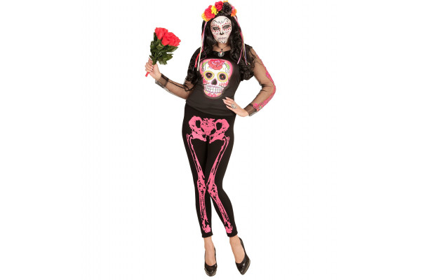 Un legging rose de squelette fluo