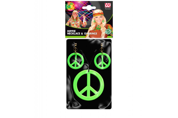 Boucles d'oreilles & collier hippie fluo