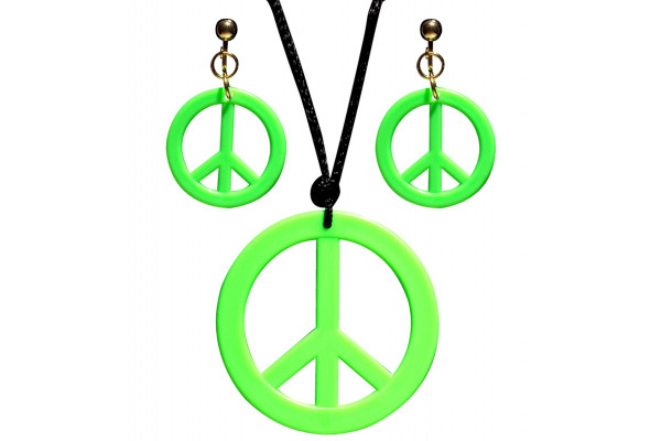 Boucles d'oreilles & collier hippie vert fluo