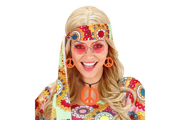 Boucles d'oreilles & collier hippie orange fluo femme