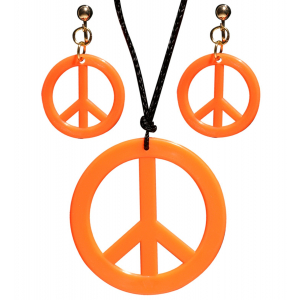Boucles d'oreilles & collier hippie orange fluo