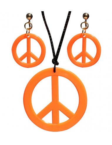 Boucles d'oreilles & collier hippie orange fluo