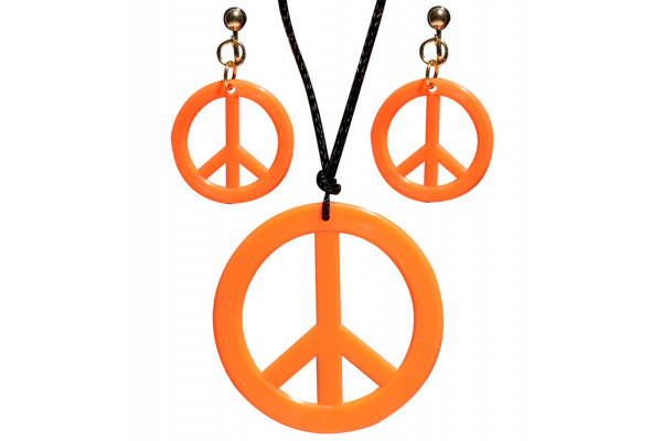 Boucles d'oreilles & collier hippie orange fluo
