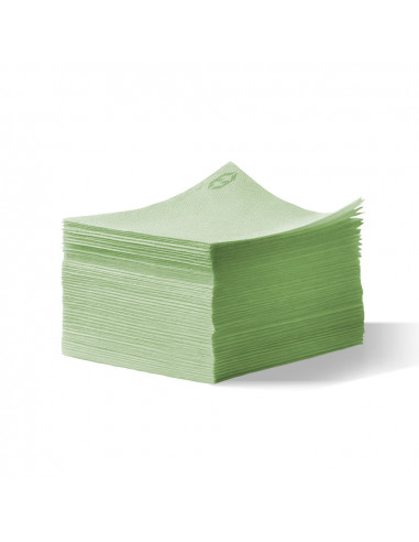 Pile de 100 serviettes cocktail sun ouate en papier 20x20 cm vert anis