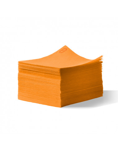 Pile de 100 serviettes cocktail sun ouate en papier 20x20 cm orange/mandarine