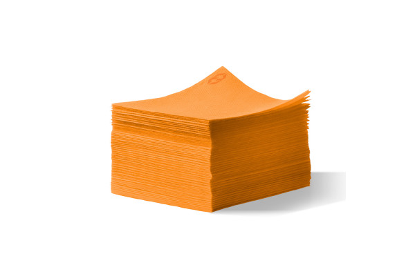 Pile de 100 serviettes cocktail sun ouate en papier 20x20 cm orange/mandarine