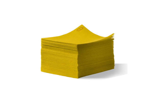 Pile de 100 serviettes cocktail sun ouate en papier 20x20 cm jaune