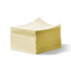 Pile de 100 serviettes cocktail sun ouate en papier 20x20 cm ivoire