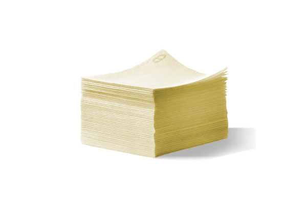 Pile de 100 serviettes cocktail sun ouate en papier 20x20 cm ivoire