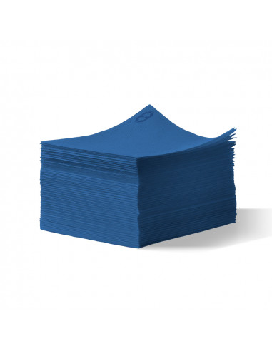 Pile de 100 serviettes cocktail sun ouate en papier 20x20 cm bleu marine