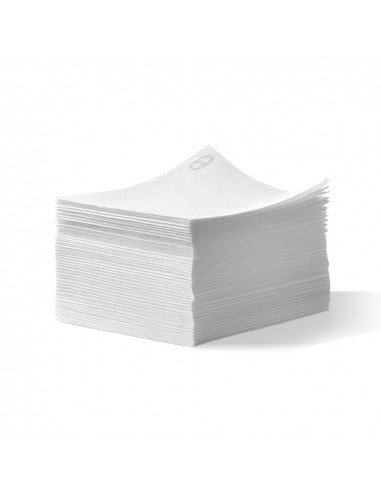 Pile de 100 serviettes cocktail sun ouate en papier 20x20 cm blanche