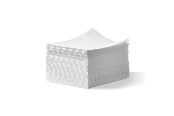 Pile de 100 serviettes cocktail sun ouate en papier 20x20 cm blanche