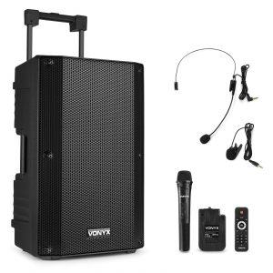 Vonyx - Sono portable sur batterie, 12" FM/SD/USB/MP3/BT, 800W 1 Micro main + 1 émetteur poche UHF - VSA500