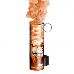 fumigène à goupille orange ouverte et fumante