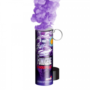 fumigène à goupille violet ouvert et fumant