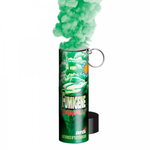 fumigène à goupille vert ouvert et fumant