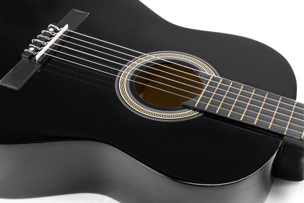 Sangle De Guitare Noire Tressée Nylon - Réglable, Poche à Médiator - Pour Guitare Acoustique, électrique, Basse