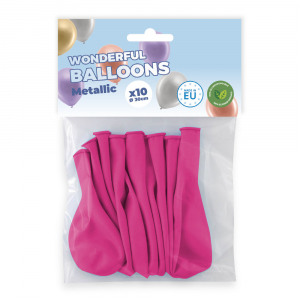 Sachet de 10 ballons de baudruche fuschia métallisés