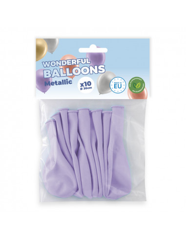 Sachet de 10 ballons de baudruche lilas métallisé