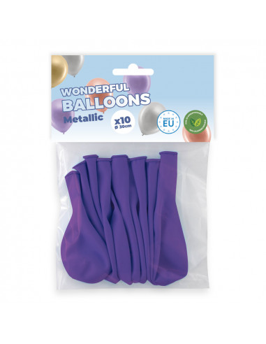 Sachet de 10 ballons de baudruche violets métallisés