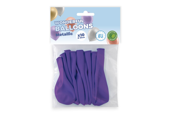 Sachet de 10 ballons de baudruche violets métallisés