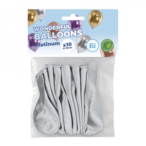 Sachet de 10 ballons de baudruche argentés chromés platinum
