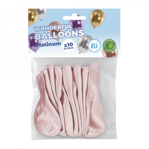 Sachet de 10 ballons de baudruche roses chromés