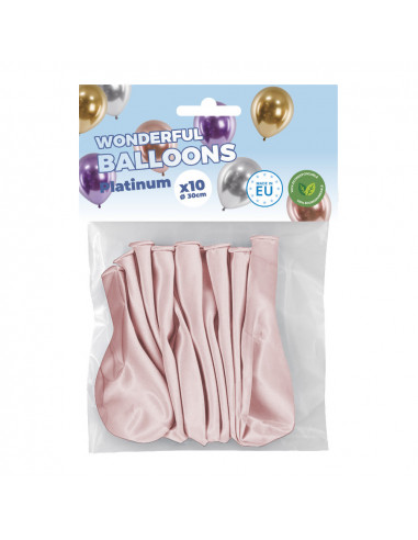 Sachet de 10 ballons de baudruche roses chromés