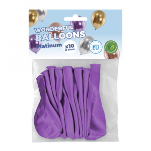 Sachet de 10 ballons de baudruche violets chromés platinum