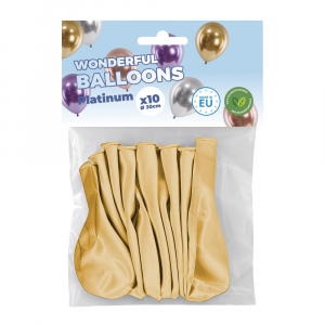 Sachet de 10 ballons de baudruche dorés chromés platinum