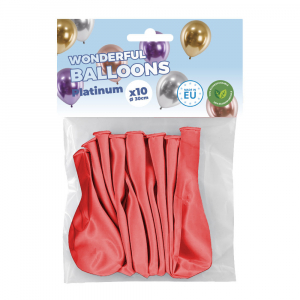 Sachet de 10 ballons de baudruche rouges chromés platinum