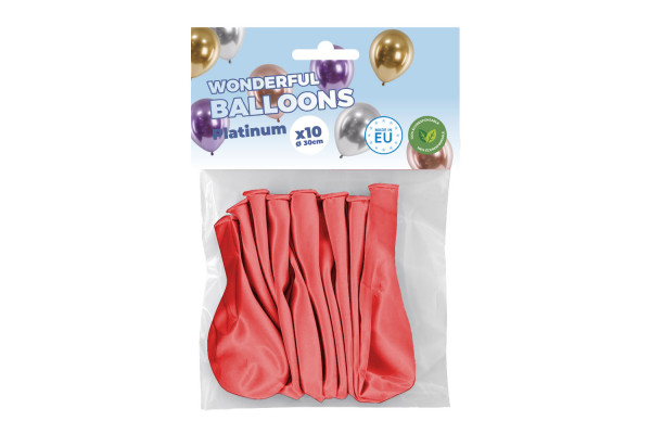 Sachet de 10 ballons de baudruche rouges chromés platinum