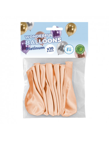 Sachet de 10 ballons de baudruche roses gold chromés platinum