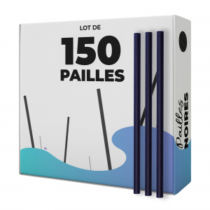 boîte de 150 pailles en papier noires