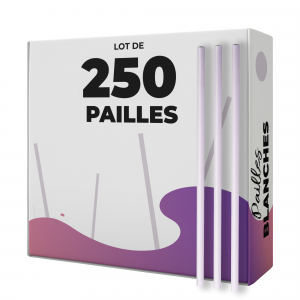 boîte de 250 pailles en papier blanches